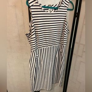 Navy blue and white striped dress